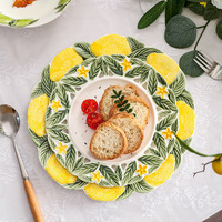 Luxe vintage stijl decoratieve dinerborden met citroenthema, keramische fruitbord voor bruiloften, thuisdiners en feesten