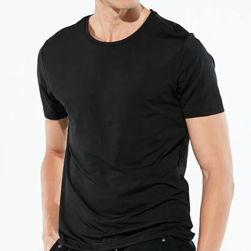 Summer Breathable Shirts Quick Dry Sport Men Leisure Black Short Sleeves Casual T-shirt Solid Loose O-neck
