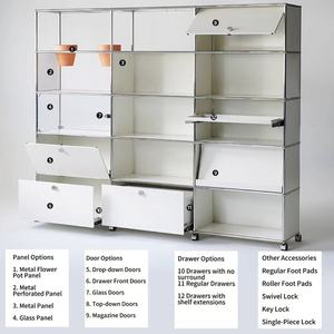 Modular Combination Cabinet Bauhaus Stainless Steel Metal Bedroom <strong>Side</strong> <strong>Table</strong> Customizable Modern Simple Bedside <strong>Storage</strong> - Product Image 3