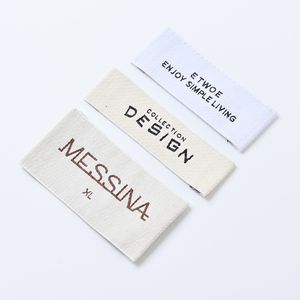 Tùy Chỉnh Logo Riêng May Mặc Vải Nhãn Cotton Hữu Cơ Mật Độ Cao Quần Áo Satin Dệt Tag Quần Áo Dệt Bông Nhãn - Product Image 3