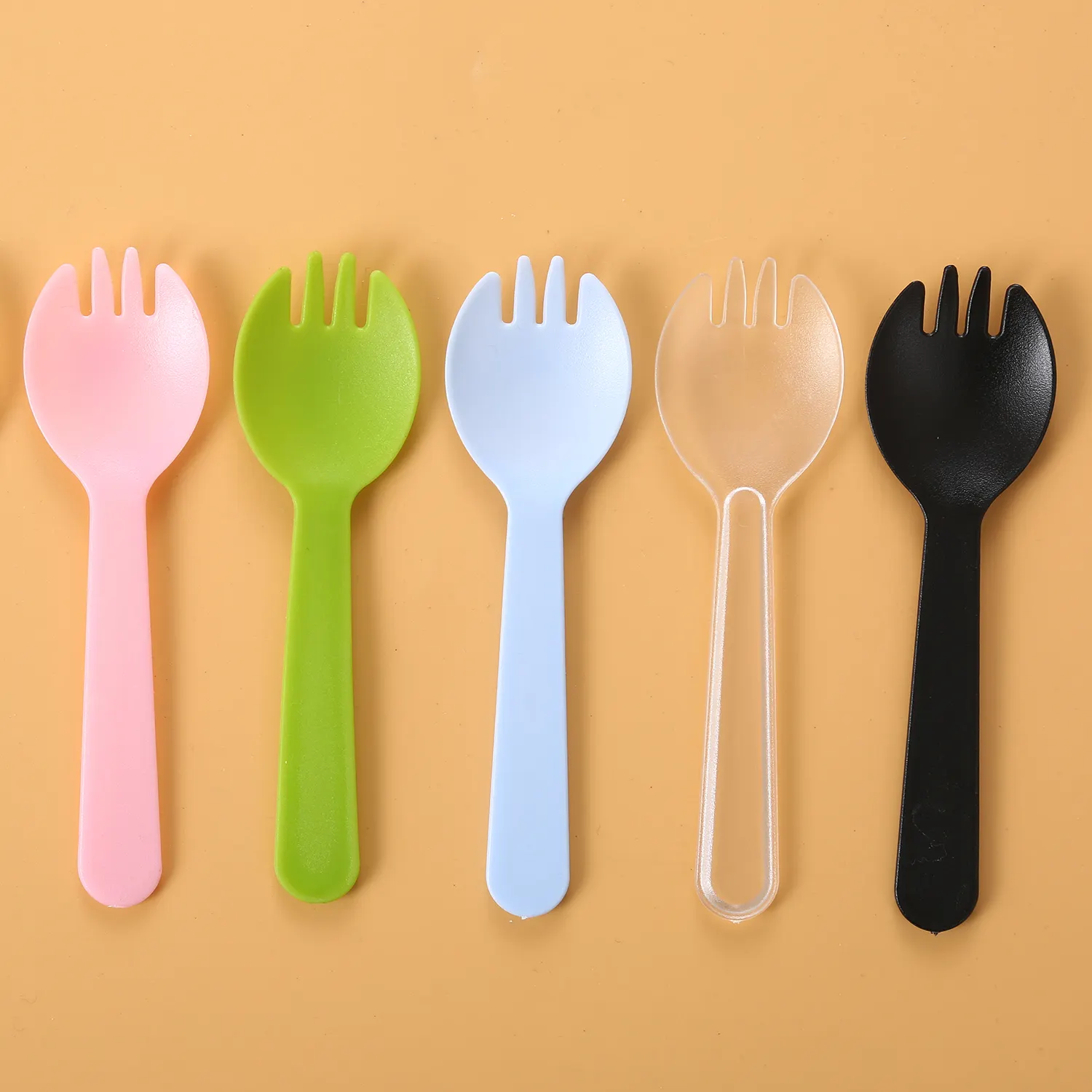 XIONGXI Disposable thickened plastic dessert mousse spoon color tableware spoon cake plastic fork