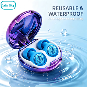 Bouchons d'oreilles en silicone de qualité alimentaire pour le sommeil, ensemble cadeau, réutilisables, respirants, pour la réduction du bruit, logo personnalisé, MOQ disponible - Product Image 5