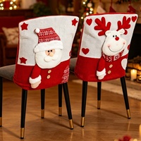 Décorations de Noël en gros : Housse de chaise tricotée rouge et blanche, style Père Noël et Bonhomme de neige, style européen et américain, en polyester