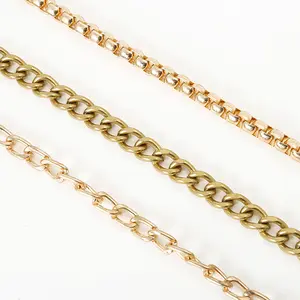 中国サプライヤーハンドバッグチェーン金属交換用フラットチェーンクラスプシルバーゴールド衣服ファンシーチェーン用 - Product Image 3