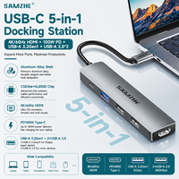 Station d'accueil SAMZHE 5-en-1 PD100W Type-C Thunderbolt 4 Hub Adaptateur Répartiteur USB 4K/60Hz Mini Adaptateur pour Ordinateur Portable iPhone