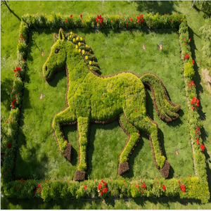 Sculpture de cheval en verdure artificielle, topiaire florale personnalisable pour jardin extérieur, centre commercial, décoration de l'année du cheval - Product Image 3