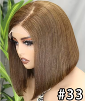 Perruque Bob Courte Droite en Cheveux Humains Bruts 5x5 Lace Closure C Part, Densité 400, Double Drawn, 10 pouces, Sans Colle, Pré-épilée pour Femmes