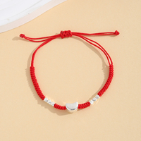 Ensemble de 3 bracelets en cordon rouge, tissage macramé, breloque cœur entrelacé argenté, cadeau bohème pour femme
