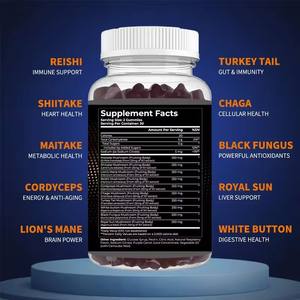 मेलेफू मशरूम गुम्मीज़ मस्तिष्क बूस्टर समर्थन मशरूम सिंहों मैनी गुम्मस रीबिशी नोट्रोपिक विश्राम Gmmy - Product Image 5