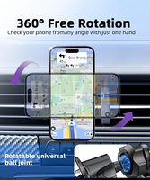Chargeur sans fil Qi2.2 à charge rapide 25W, support de téléphone pour grille d'aération de voiture, rotation à 360° °   Support magnétique rotatif pour téléphone avec lumière LED 7 couleurs