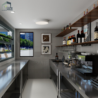 Kiosque modulaire préfabriqué en acier pour usage commercial, bar conteneur maritime pop-up au design industriel