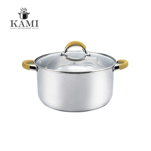 Kitchen <b>Induction</b> Cooker Stainless Steel Stock <b>Pot</b> Ollas De Acero Inox Cooking <b>Pot</b> With Pvd Gold Plated Handle - Product Image 1