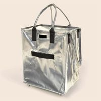 Sac de courses réutilisable en PE léger avec roulettes, fermeture éclair, personnalisable avec logo OEM, vente en gros, expédition immédiate
