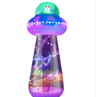 Modèle gonflable OVNI extraterrestre avec faisceau lumineux pour décoration de jardin Halloween, accessoire de fête et présentation sur le thème science-fiction