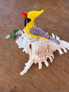 Tiny Glass World Handmade Glass Bird Figurine Yellow Purple <b>Red</b> Beak Murano Blown Tabletop <b>Vase</b> Contemporary Art Accessory - Product Image 3