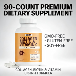 Comprimés de collagène en peptides <span class=keywords><strong>3000</strong></span> <span class=keywords><strong>mg</strong></span> avec biotine et vitamine C, antioxydants, marque privée OEM, favorisent la santé des cheveux, de la peau et des ongles - Product Image 4