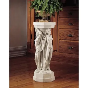 Piedestal en résine de style classique Etechan, colonne en pierre antique, décoration de jardin et de patio - Product Image 1