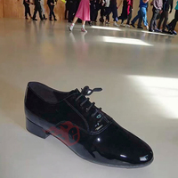 Chaussures de danse latine de salon en cuir à semelle en daim noir classique professionnel pour homme Evkoodance, talon de 1 pouce