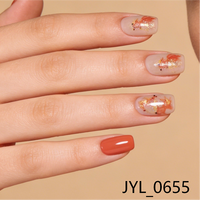 Faux Ongles Courts Carrés Rouge Poisson Rouge à Coller, Transparent Scintillant Style Chinois Brillant Réutilisable en ABS, Lot de 24 Pièces