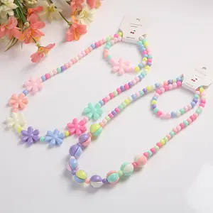 New candy color necklace children's jewelry beads necklace bracelet two sets of wholesale decoration