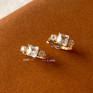 CANNER Boucles d'oreilles créoles en argent sterling S925 plaqué or 18 carats avec grand zircon carré blanc, géométriques classiques, pour femmes, vente en gros - Product Image 2
