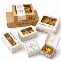 Boîte d'emballage personnalisée pour tartelettes aux œufs avec fenêtre transparente pour tartelettes à la crème, pâtisseries, desserts, emballages alimentaires à emporter