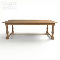 Table de ferme longue en bois massif finition naturelle pour l'extérieur, l'intérieur, les hôtels, les banquets, les salles de conférence