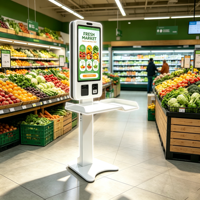Kiosque de Caisse Libre-Service sur Pied Personnalisé pour Intérieur, Écran LED, Lecteur de Codes-Barres, Fonctionnalité SDK, Processeur Intel Core i7