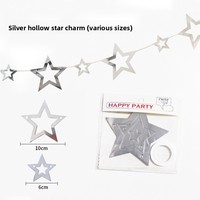 Guirlande d'anniversaire en papier étoile à cinq branches évidée, imprimée 4 couleurs, finition miroir, accessoires de décoration murale, suspendue pour fête