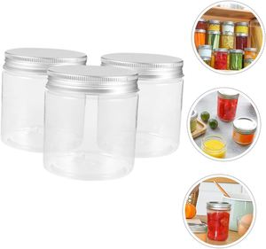 200ml 250m 300ml 400ml 500ml 600ml 800ml Transparent Food Storage <b>Container</b> Cake Candy Pet Plastic Jars With <b>Aluminum</b> Silver Lid - Product Image 3