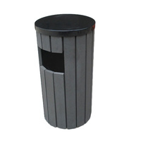 Poubelle ronde en bois composite bon marché pour hôtel, poubelle pour extérieur, jardin, patio, poubelle de recyclage, poubelle pour école