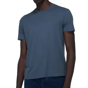 Camiseta masculina de alta qualidade, casual, gola redonda, manga curta, cor sólida, multicolor, respirável, de secagem rápida