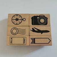 Tampons en bois pour la décoration de journaux, ensemble de tampons personnalisés en promotion, logo rétro en relief, tampon encreur carré en caoutchouc pour impression numérique DIY