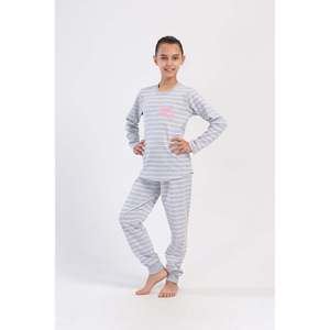Ensemble de pyjamas à manches longues et col rond pour filles de 2 ans avec poignets ovales - Disponible en tailles 7-8 et 13-14 - Product Image 4