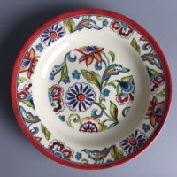 Vaisselle en mélamine vintage réglage fleurs fantaisie garniture rouge casserole couverte plat de service plusieurs tailles et personnalisable