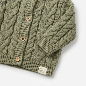 Cardigan in <span class=keywords><strong>Maglia</strong></span> a Trecce per Neonati con Bottoni in Legno, Morbido <span class=keywords><strong>Cotone</strong></span> <span class=keywords><strong>Organico</strong></span>, Abbigliamento Autunno/Inverno per Bambini e Neonati - Product Image 3