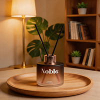 Élégant et noble 125 ml. Flacon en verre rond dégradé brun-vert-bleu pour bâtonnets diffuseurs de parfum et huiles essentielles