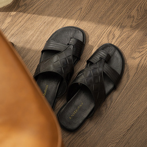 Sandales d'été 2026 pour hommes en cuir véritable, mules décontractées en cuir de vachette pleine fleur pour l'extérieur - Product Image 2