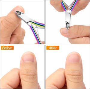 Coupe-cuticules en acier inoxydable à 16 dents, double ressort, couleur or rose, pour droitier, outil de manucure - Product Image 5