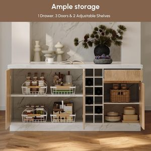 NEXGRAND <span class=keywords><strong>Isola</strong></span> da Cucina 72'' con Spazio di Archiviazione, Stile Moderno, Grigia, con Portabottiglie, Luce LED Integrata, Piano in Legno Ingegnerizzato - Product Image 5