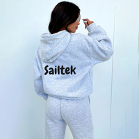 Vêtements pour femmes en gros, ensemble de survêtement en polaire personnalisé, sweat-shirt et pantalon de survêtement de haute qualité, ensemble deux pièces pour femmes