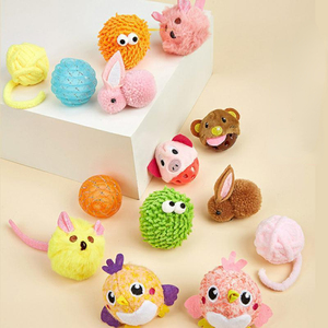 Juguete para gatos con bola de hilo de lana, pompón para morder, Bola de campana, Limpieza de dientes, alivio relleno, bola infundida de hierba gatera, juguete para gatos - Product Image 4