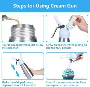 Dispensador de Crema Batida de Aluminio de 500 ml con Logotipo Personalizado, Batidor de Crema con Boquillas Decorativas - Product Image 4