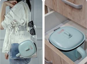 ポータブル多目的セラミックディープフライヤースクエア電気炊飯器ブラックカバーマルチカラーピザフライパン自動ガラスパワー - Product Image 6