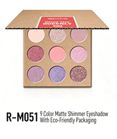 Palette de maquillage pour les yeux avec miroir, boîte en papier personnalisée avec logo écologique, 9 couleurs mates et scintillantes, imperméable et résistante à la transpiration, directement de l'usine
