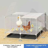 Cage en fil de fer galvanisé pour poulailler 109x37x45cm avec plateau à déjections amovible, enclos multi-niveaux pour canards et lapins pour l'élevage domestique