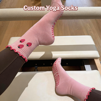 Yoga-Grip-Socken Rutschfeste Anti-Rutsch-Pilates-Socken mit Individuellem Logo Bestickt Jacquard Atmungsaktiv für Frauen