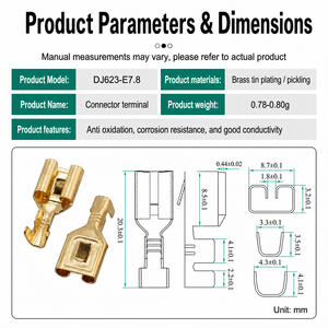 Connecteurs femelles à lame DJ623-E7.8 à déconnexion rapide, en laiton, plaqués étain, <span class=keywords><strong>7</strong></span>,8 mm, conformes CE RoHS, vente en gros et en vrac - Product Image 5
