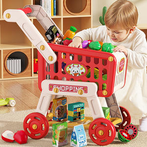 Chariot d'épicerie en plastique de grande taille pour enfants chariot de supermarché <span class=keywords><strong>jouet</strong></span> fruits légumes <span class=keywords><strong>caisse</strong></span> <span class=keywords><strong>enregistreuse</strong></span> jouets éducatifs pour bébés - Product Image 3