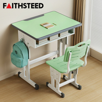 Ensemble bureau et chaise pour enfants vert vif avec étagère à livres blanche et dossier à poignée ovale pour la maison et l'école